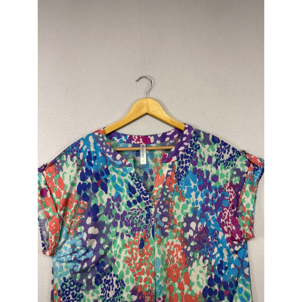 Boho Eclectic Dear Scarlett Womens XL Multi Abstract Animal Print V-Neck Blouse - Picture 7 of 9